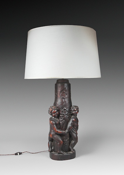 Lampe bois putti